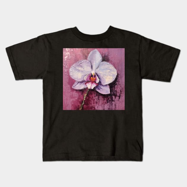 Palest Purple Folk Art Orchid Kids T-Shirt by EpicFoxArt